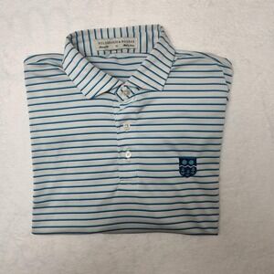 Holderness & Bourne Polo Shirt Mens Medium Blue Stripe Sutton Golf Orchard Lake